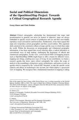 Social and Political Dimensions of the Openstreetmap Project: Towards a Critical Geographical Research Agenda