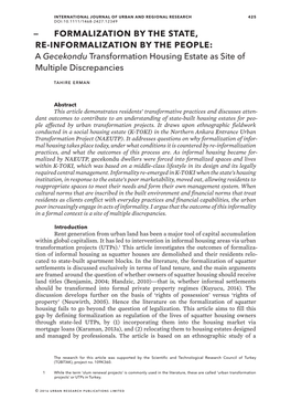 A Gecekondu Transformation Housing Estate As Site of Multiple Discrepancies