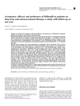 Acceptance, Efficacy and Preference of Sildenafil in Patients on Long Term Auto-Intracavernosal Therapy