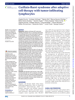 Guillain-Barré Syndrome After Adoptive Cell Therapy with Tumor-Infiltrating Lymphocytes