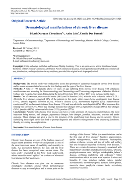 Dermatological Manifestations of Chronic Liver Disease