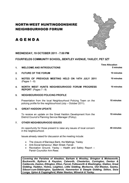 Agenda Frontsheet 19/10/2011, 19.00