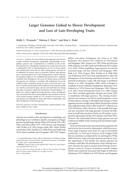 Larger Genomes Linked to Slower Development and Loss of Late-Developing Traits