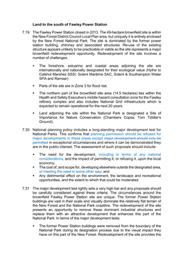 Land to the South of Fawley Power Station 7.19 the Fawley Power