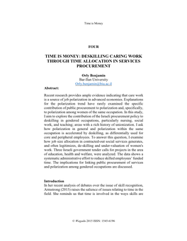 Deskilling Caring Work Through Time Allocation in Services Procurement