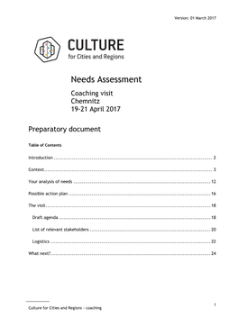 Needs Assessment Coaching Visit Chemnitz 19-21 April 2017