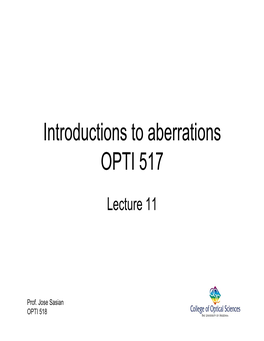 Introductions to Aberrations OPTI 517