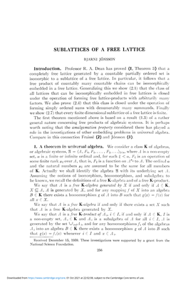 Sublattices of a Free Lattice