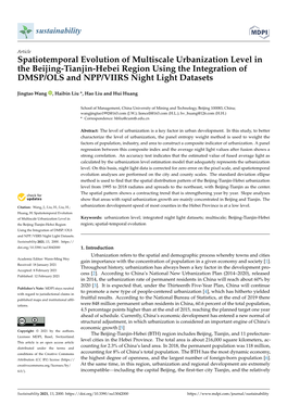 Spatiotemporal Evolution of Multiscale Urbanization Level in the Beijing-Tianjin-Hebei Region Using the Integration of DMSP/OLS and NPP/VIIRS Night Light Datasets