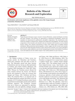 Bulletin of the Mineral Research and Exploration