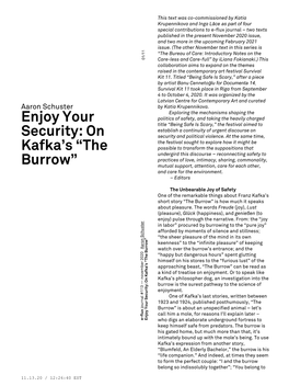 On Kafka's “The Burrow”