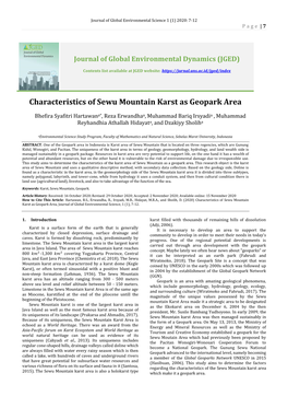 Characteristics of Sewu Mountain Karst As Geopark Area