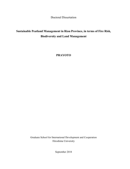 Doctoral Dissertation Sustainable Peatland Management in Riau