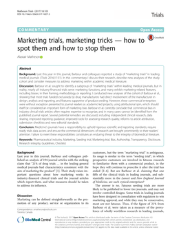 Marketing Trials, Marketing Tricks — How to Spot Them and How to Stop Them Alastair Matheson