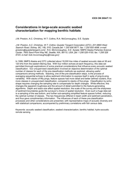 Considerations in Large-Scale Acoustic Seabed. ICES CM 2004/T:13