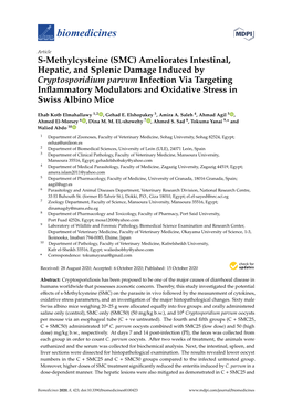 (SMC) Ameliorates Intestinal, Hepatic, and Splenic Damage Induced by Cryptosporidium Parvum Infection Via Targe