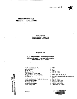 Final Report Coshocton City Landfill Endangerment Assessment