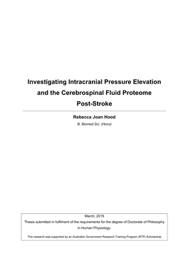 Investigating Intracranial Pressure Elevation and the Cerebrospinal Fluid Proteome Post-Stroke