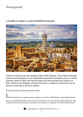 Il Duomo Di Siena E Il Suo Pavimento Rivelato