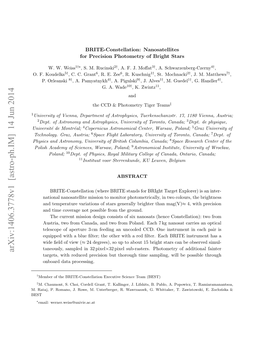 BRITE-Constellation: Nanosatellites for Precision Photometry of Bright Stars