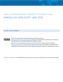 Senegal Pe2 Case Study - May 2020 ; ;