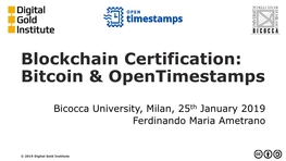 Blockchain Certification: Bitcoin & Opentimestamps