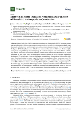 Methyl Salicylate Increases Attraction and Function of Beneficial Arthropods in Cranberries