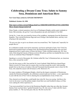 Salute to Sammy Sosa, Dominican and American Hero