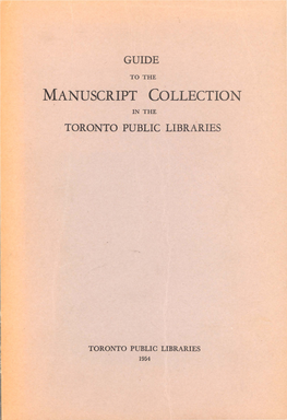 Manuscript Collection in the Toronto Public Libraries
