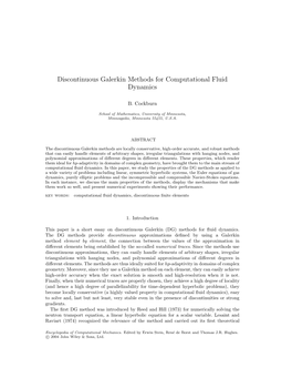 Discontinuous Galerkin Methods for Computational Fluid Dynamics