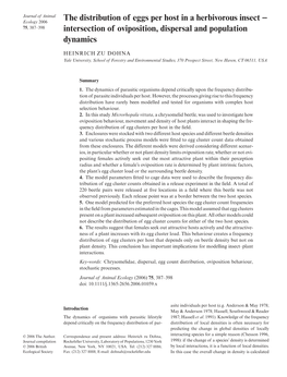 The Distribution of Eggs Per Host in a Herbivorous Insect − Intersection Of