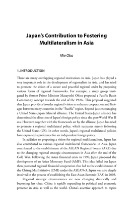 Japan's Contribution to Fostering Multilateralism in Asia