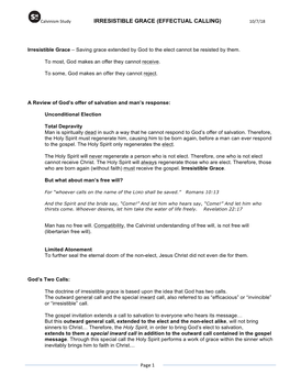 Irresistible Grace (Effectual Calling) 10/7/18