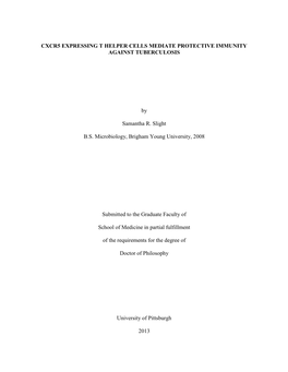 Cxcr5 Expressing T Helper Cells Mediate Protective Immunity Against Tuberculosis