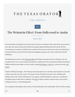 The Weinstein E Ect: from Hollywood to Austin