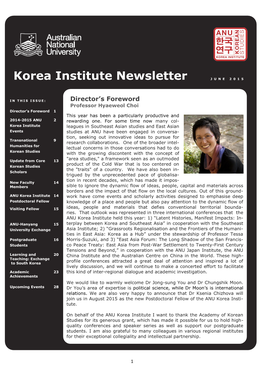 Korea Institute Newsletter J U N E 2 0 1 5
