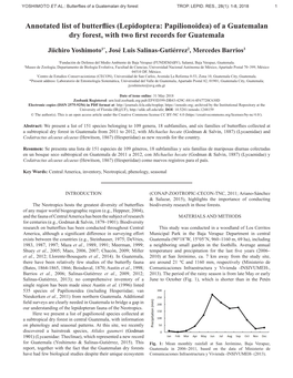 Annotated List of Butterflies (Lepidoptera: Papilionoidea) of a Guatemalan Dry Forest, with Two First Records for Guatemala