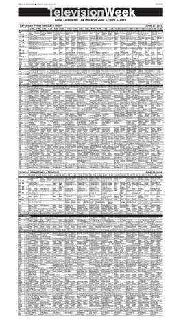 Televisionweek Local Listing for the Week of June 27-July 3, 2015