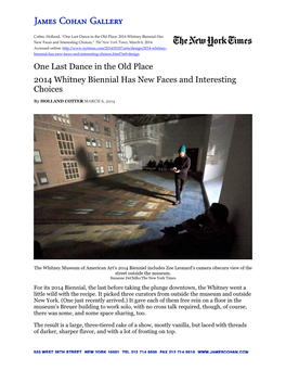 One Last Dance in the Old Place 2014 Whitney Biennial Has New Faces and Interesting Choices
