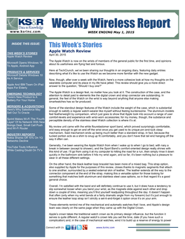 Weekly Wireless Report WEEK ENDING May 1, 2015