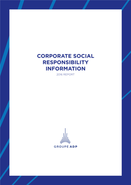 Corporate Social Responsibility Information 2016 Report Contents