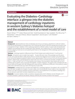 Evaluating the Diabetes–Cardiology Interface