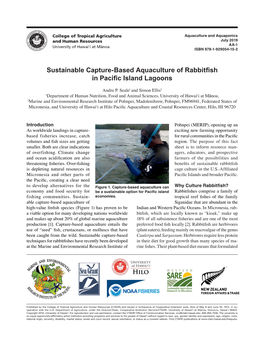 Sustainable Capture-Based Aquaculture of Rabbitfish in Pacific Island Lagoons