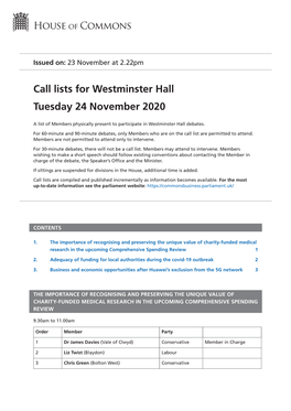 View Call Lists: Westminster Hall PDF File 0.05 MB