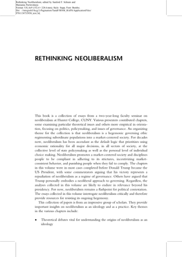 Rethinking Neoliberalism; Edited by Sanford F