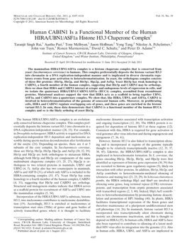 Human CABIN1 Is a Functional Member of the Human HIRA/UBN1