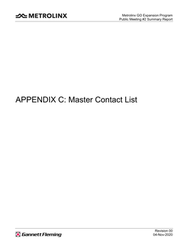 APPENDIX C: Master Contact List