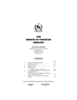 The Senate of Pakistan Senate of Pakistan Debates