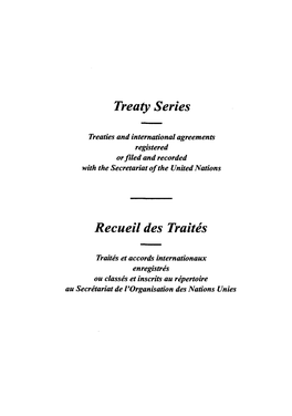 Treaty Series Recueil Des Traitis