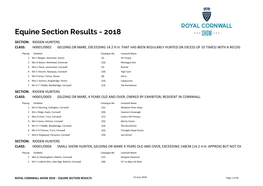 Equine Section Results - 2018